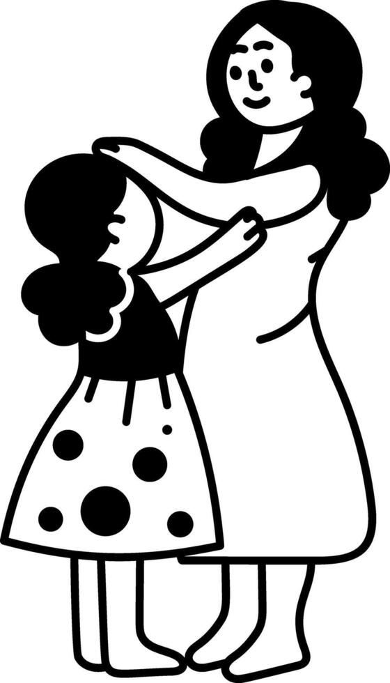 Doodle illustration of a mom dressing up daughter vector
