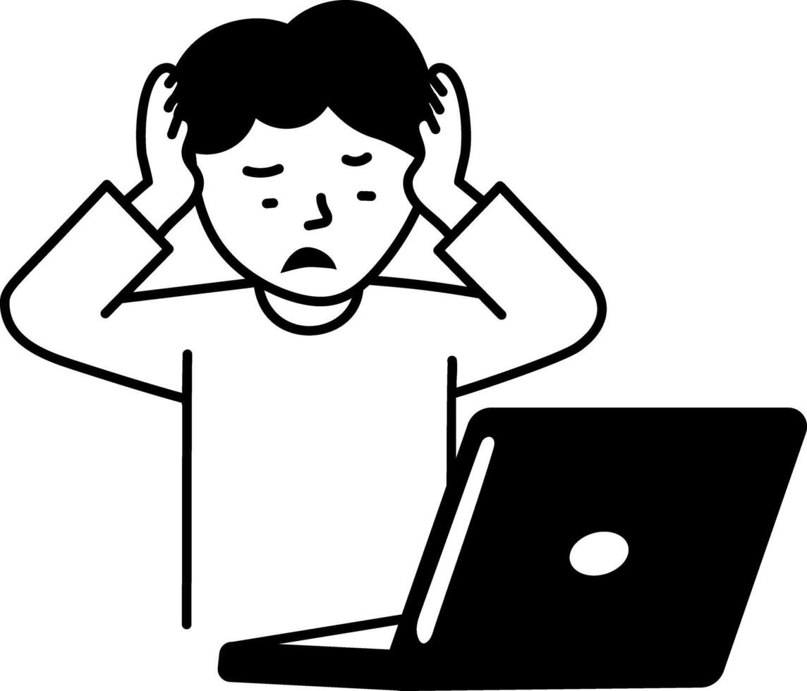 A hand drawn illustration of a worried student vector
