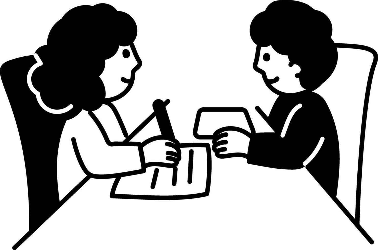 Hand drawn illustration of students doing group study vector
