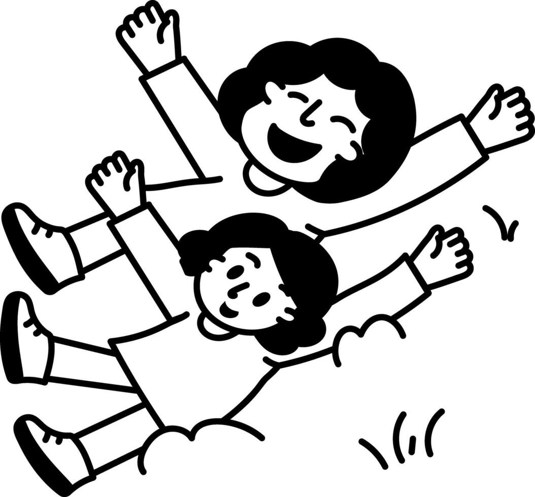 Happy mom enjoying with kid, hand drawn illustration vector