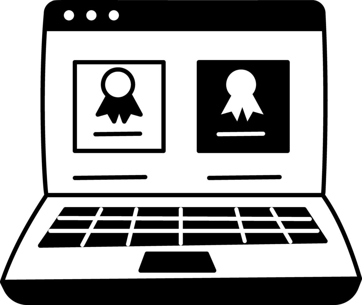 A hand drawn illustration of a laptop depicting online course vector