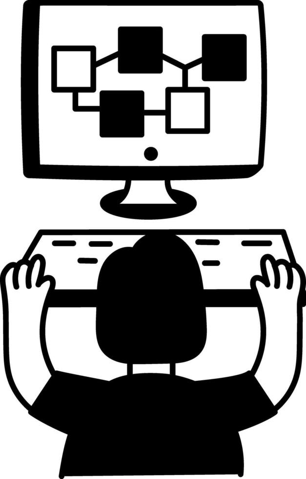 A character doing mind mapping, hand drawn style illustration vector