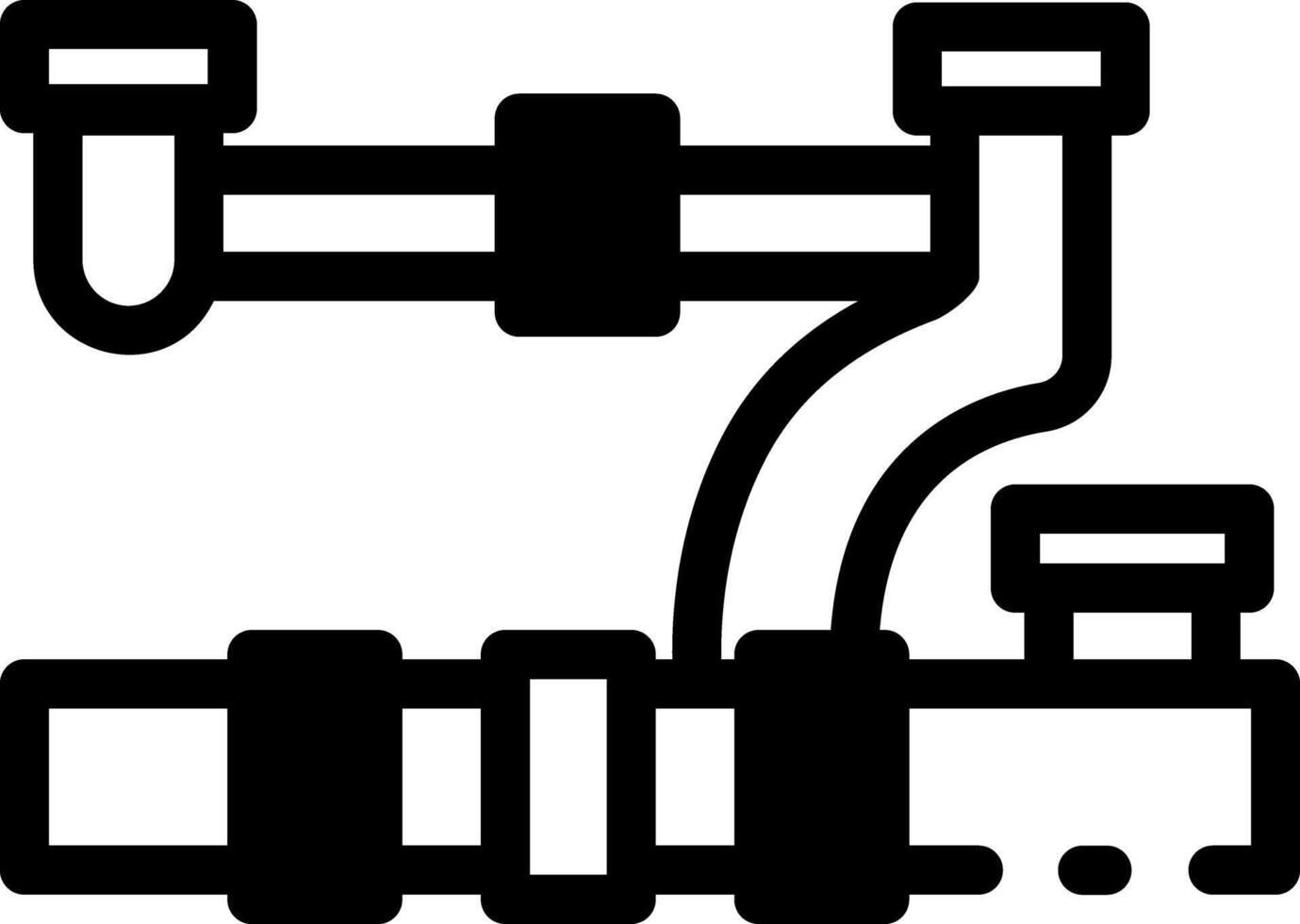 A glyph icon showing a construction pvc pipe vector