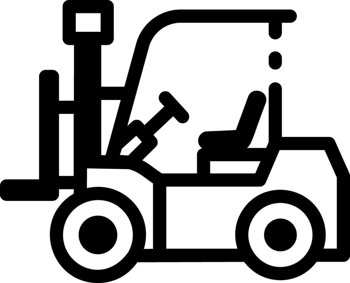 A glyph icon of a forklift truck vector
