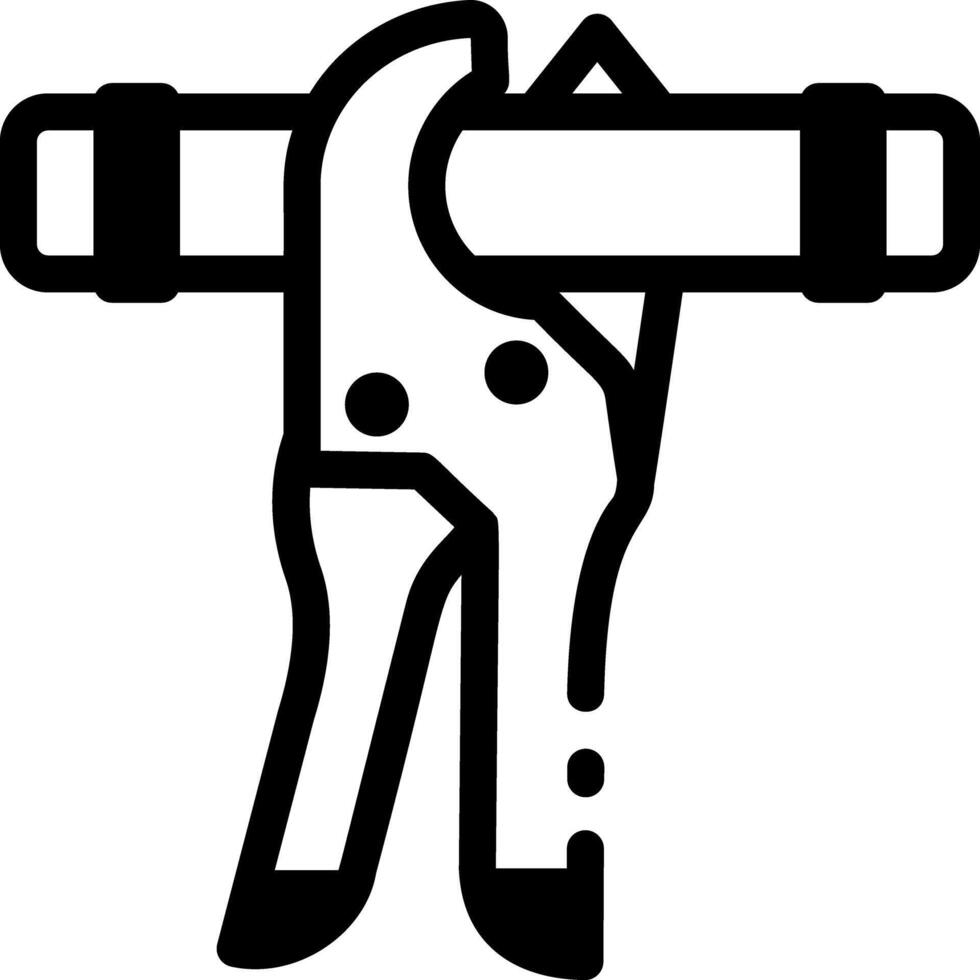 A glyph style icon of a pipe cutter tool vector