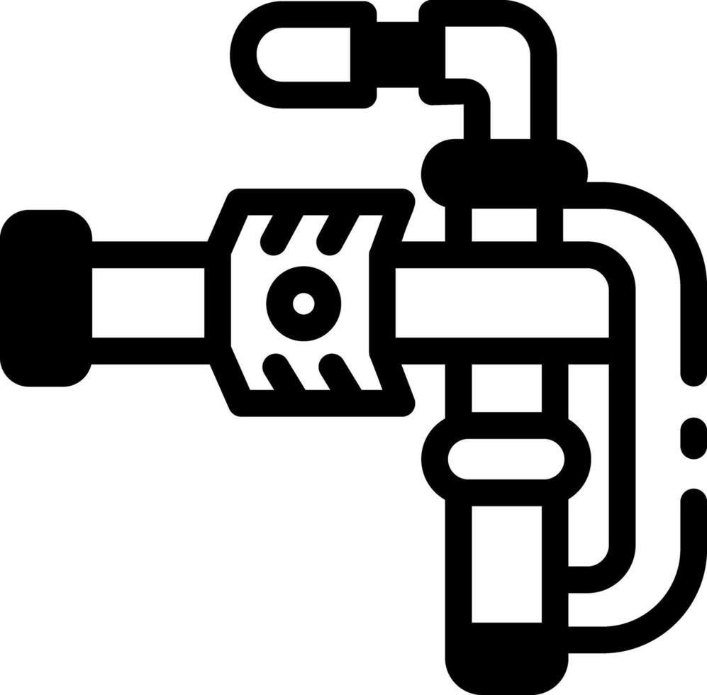 Glyph icon showing a fitting pipe threader vector