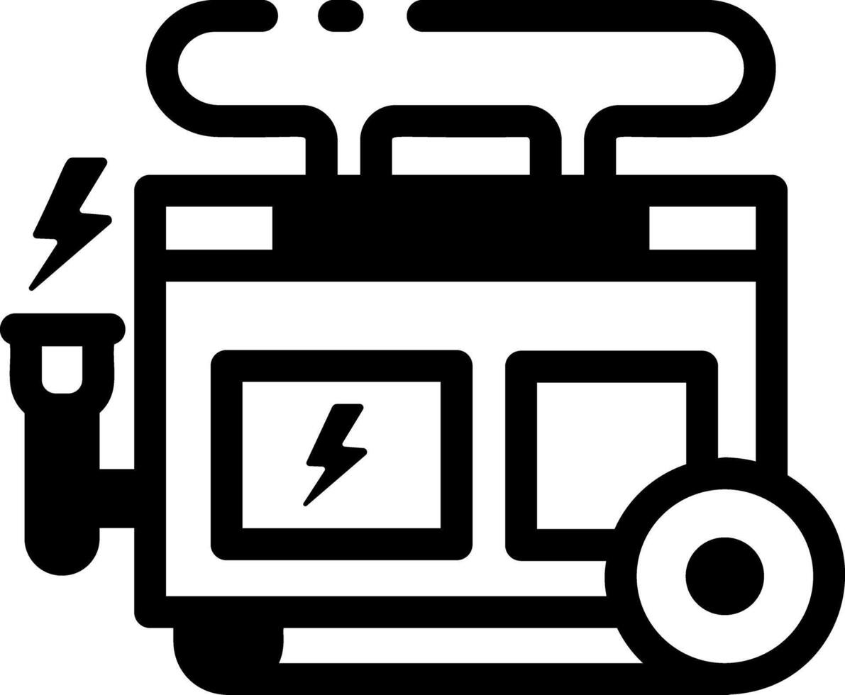 A glyph style icon depicting construction portable generator vector
