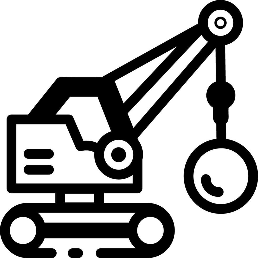 Wrecking ball truck icon in glyph style vector