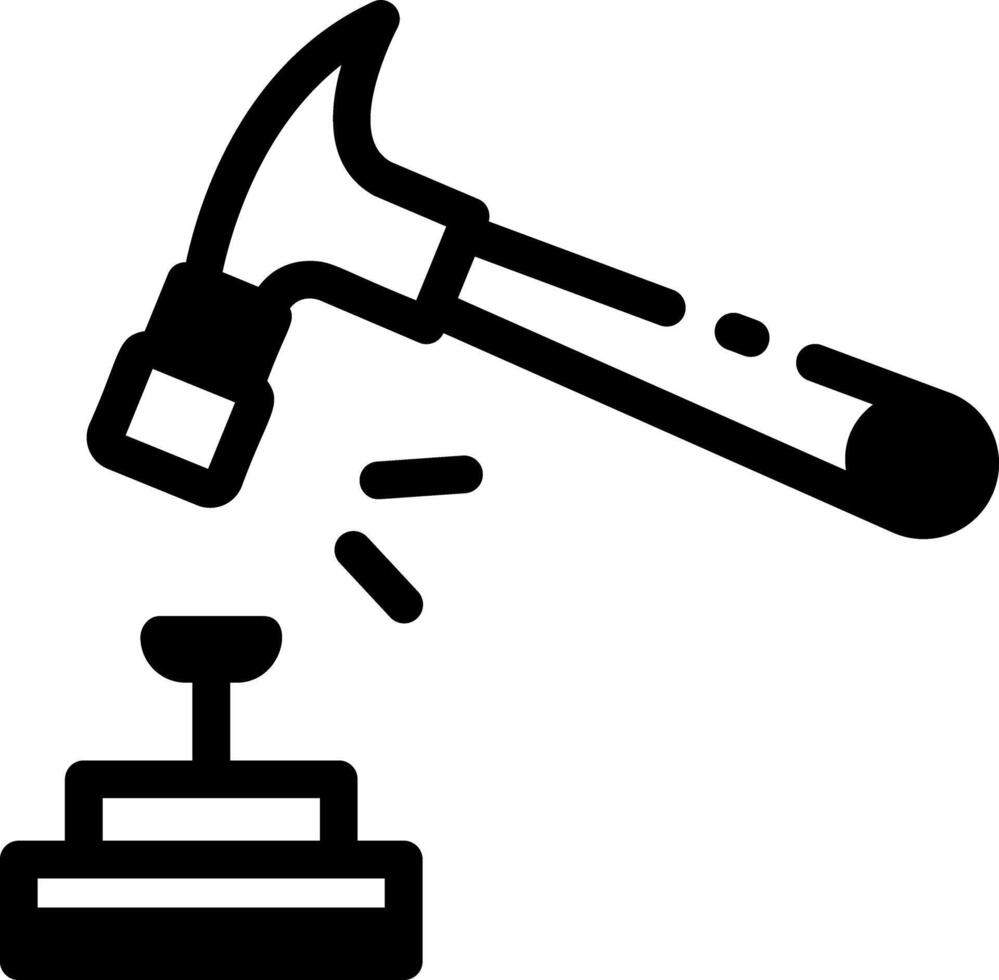 A glyph style icon of a nail fixing hammer vector