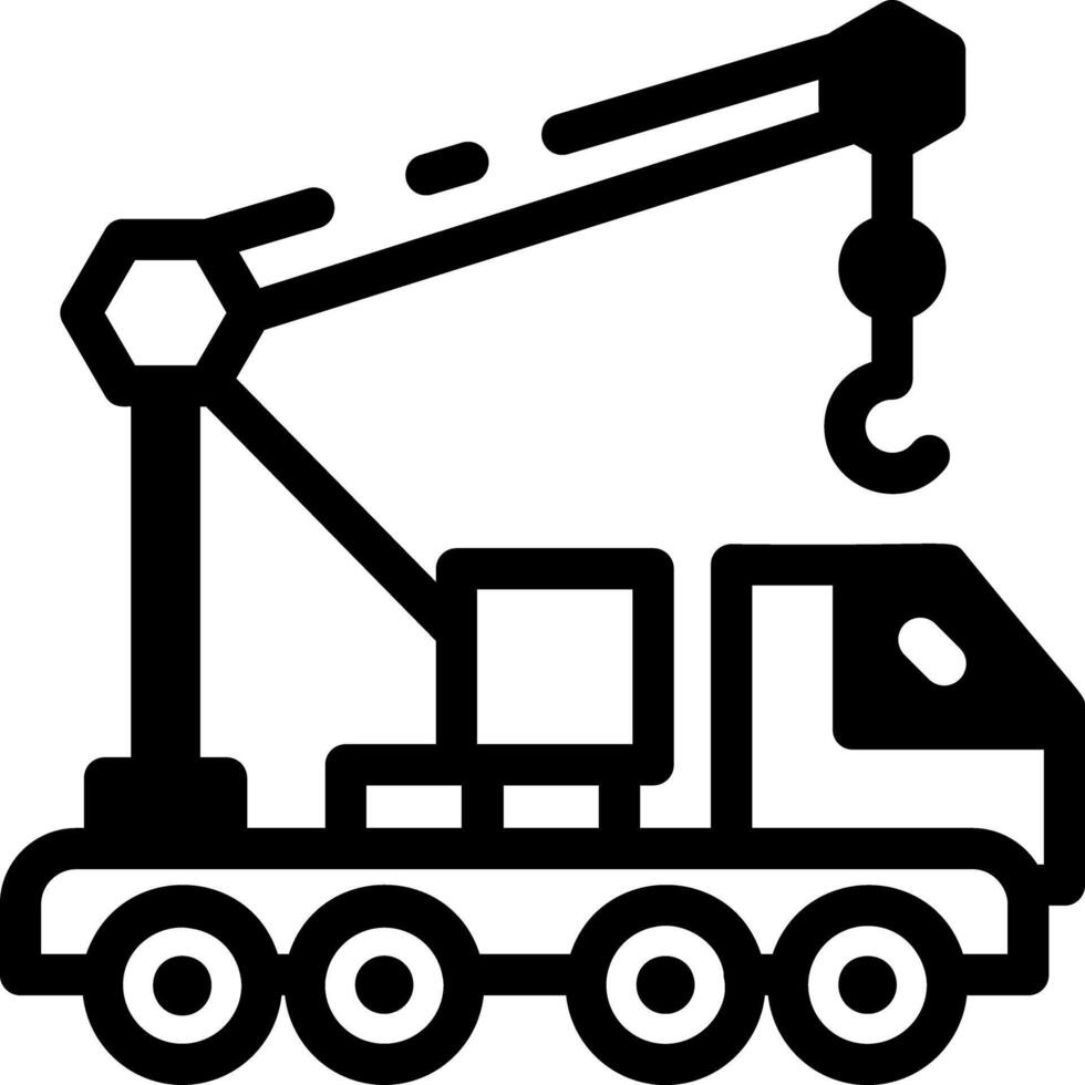 A glyph style icon depicting a telescopic crane vector
