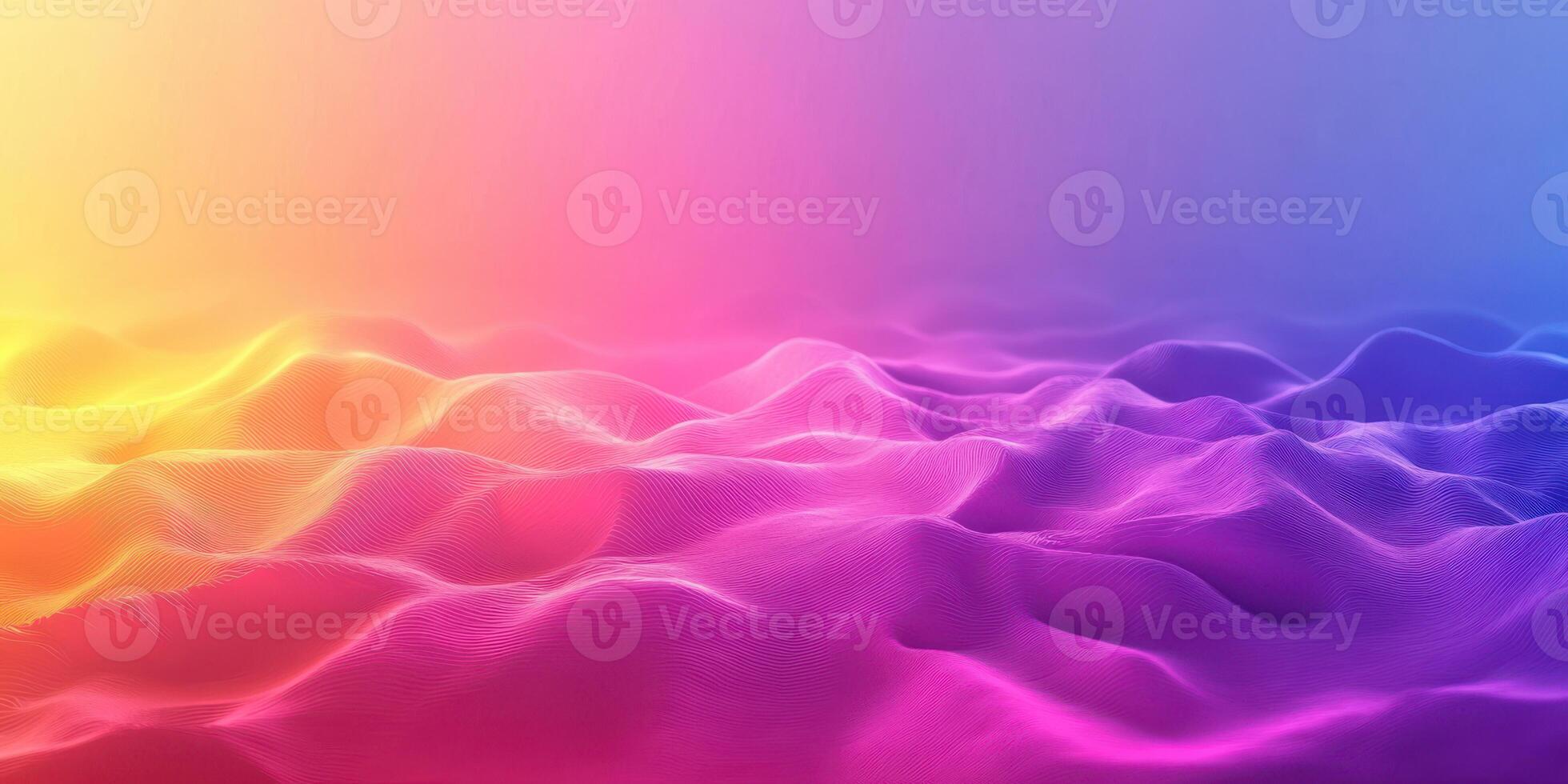 Vibrant abstract landscape depicts flowing waves of color in soft gradients under dynamic lighting conditions photo