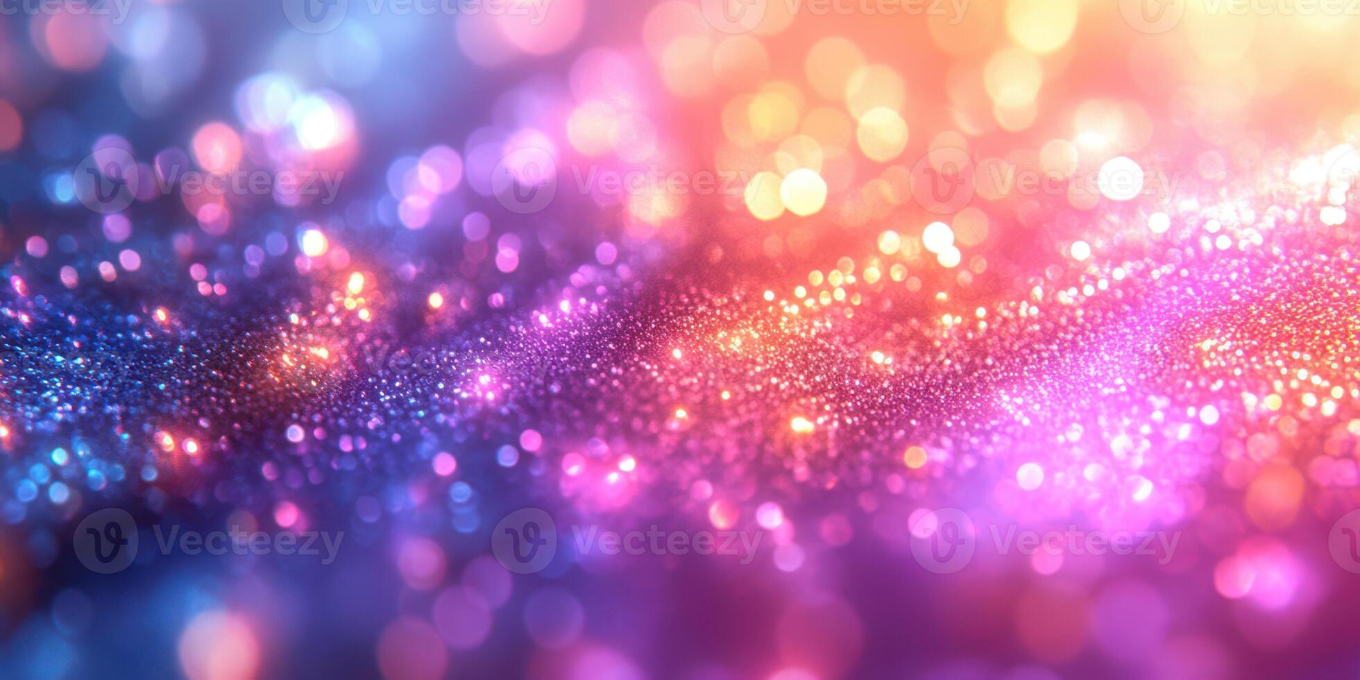 Vibrant abstract background featuring shimmering bokeh lights in various hues during twilight hours photo