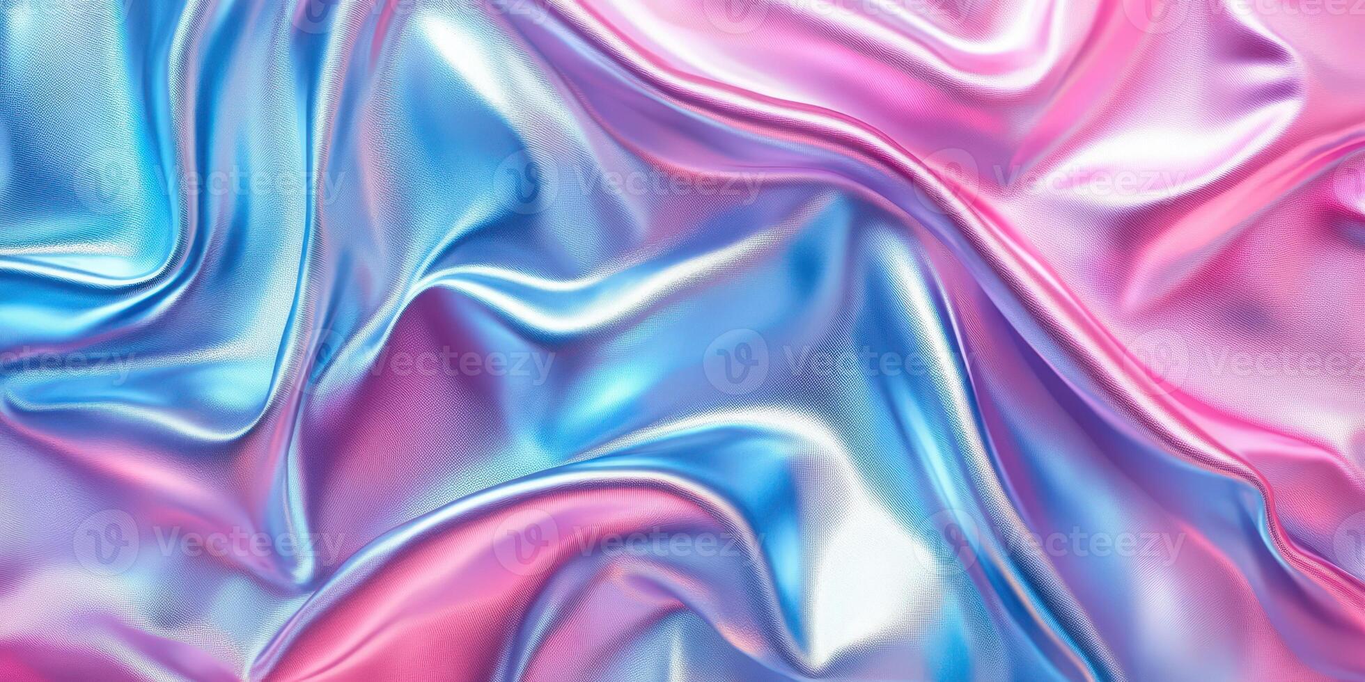 Colorful silk fabric with smooth texture and flowing patterns creates an elegant backdrop for fashion design and art projects photo