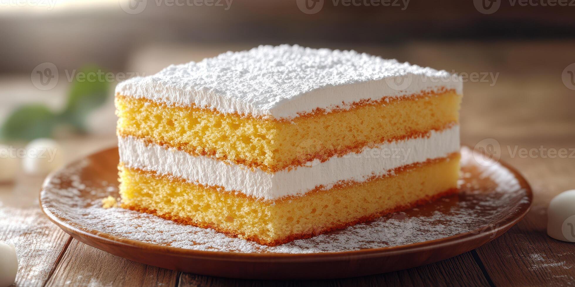 Delicious yellow sponge cake layered with creamy frosting perfect for celebrations and gatherings photo