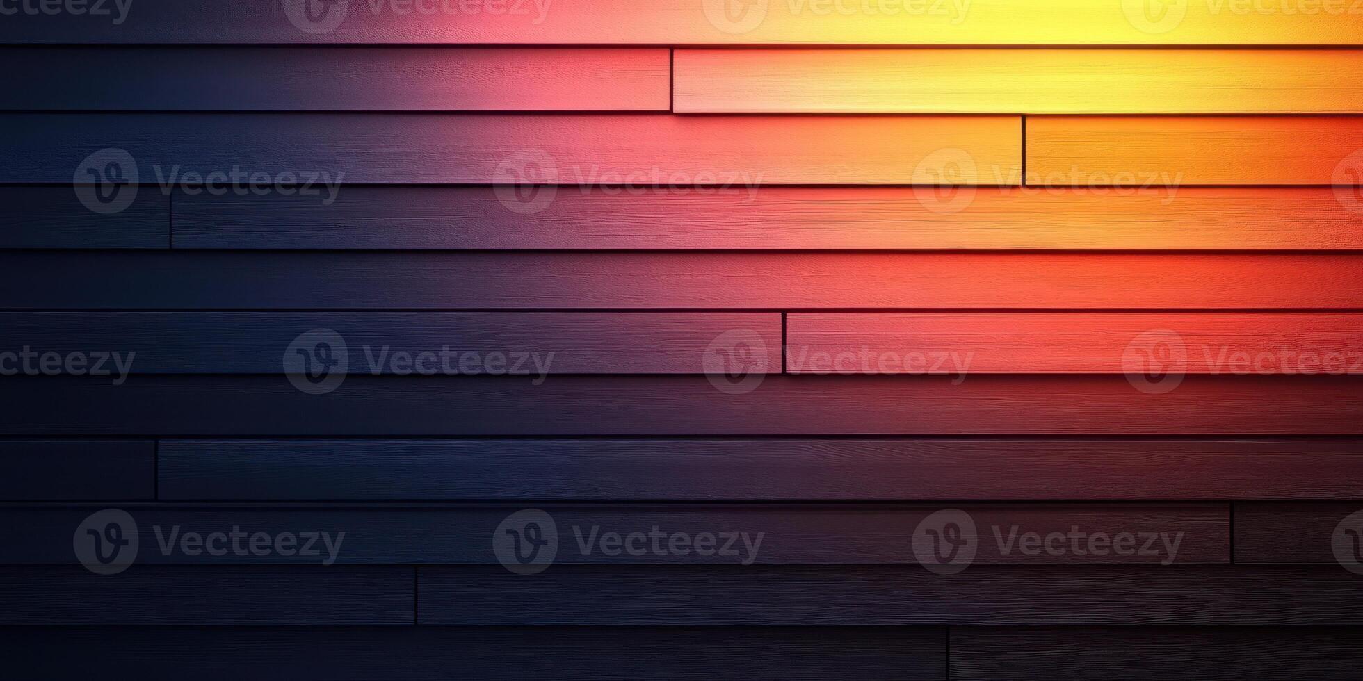 Colorful wooden wall panels create a vibrant and warm ambiance during sunset in a modern interior design setting photo