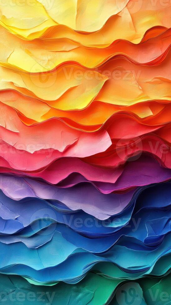Colorful layers of tissue paper create a vibrant abstract design in a creative workspace photo