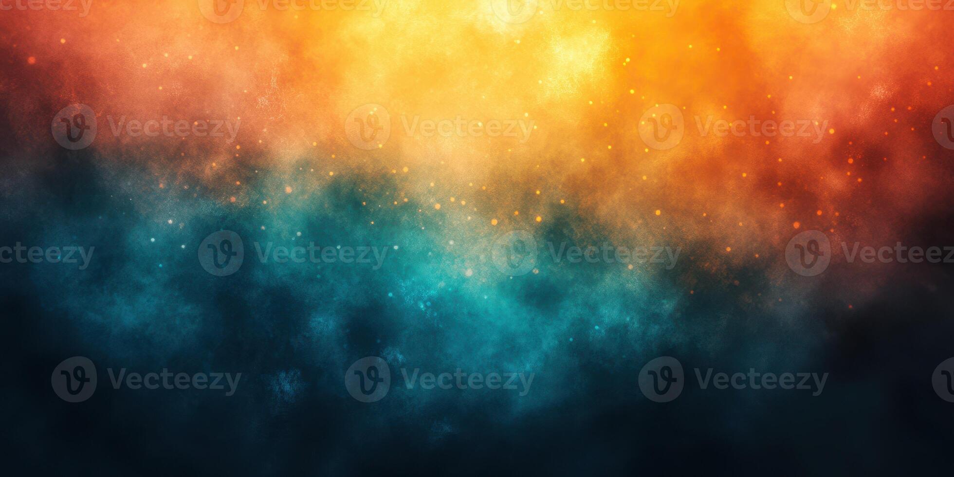 Colorful abstract background showcasing blending shades of blue, orange, and yellow with sparkles and texture photo