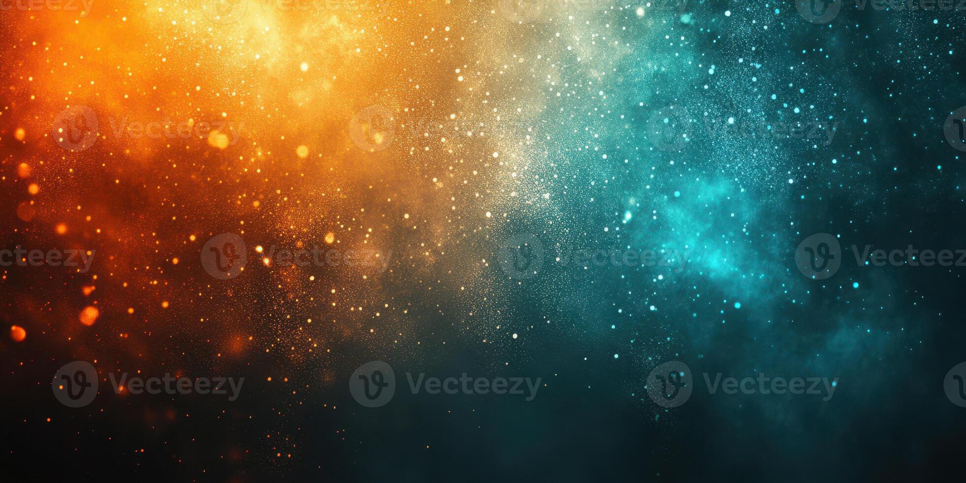 Bright and colorful particles create a stunning abstract background in vibrant orange and blue hues photo