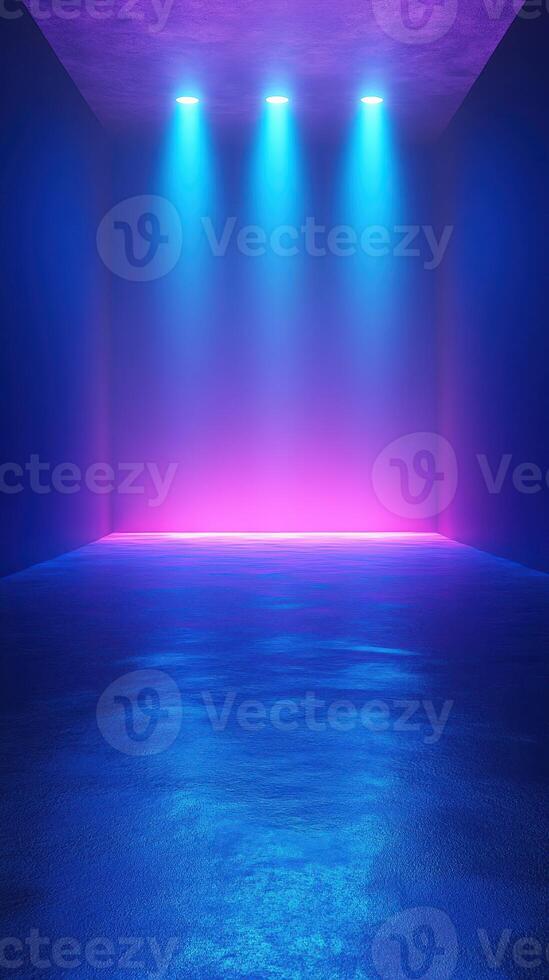Colorful light display creates an ambient atmosphere in a dark room for events or performances photo