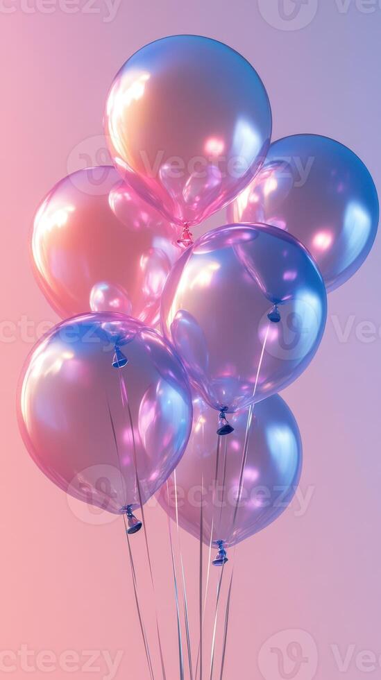 Colorful helium balloons floating against a soft gradient background during a festive celebration photo