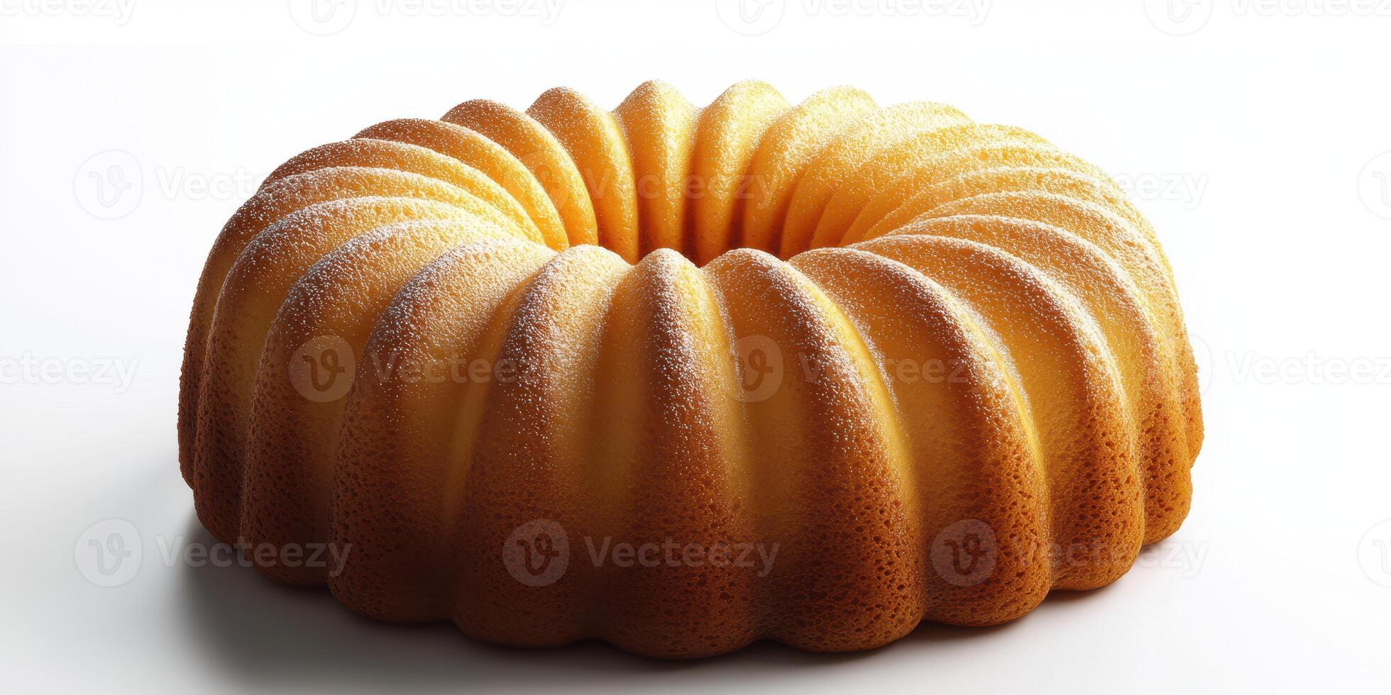 Delicious golden bundt cake sits elegantly on a white surface inviting everyone for a taste photo