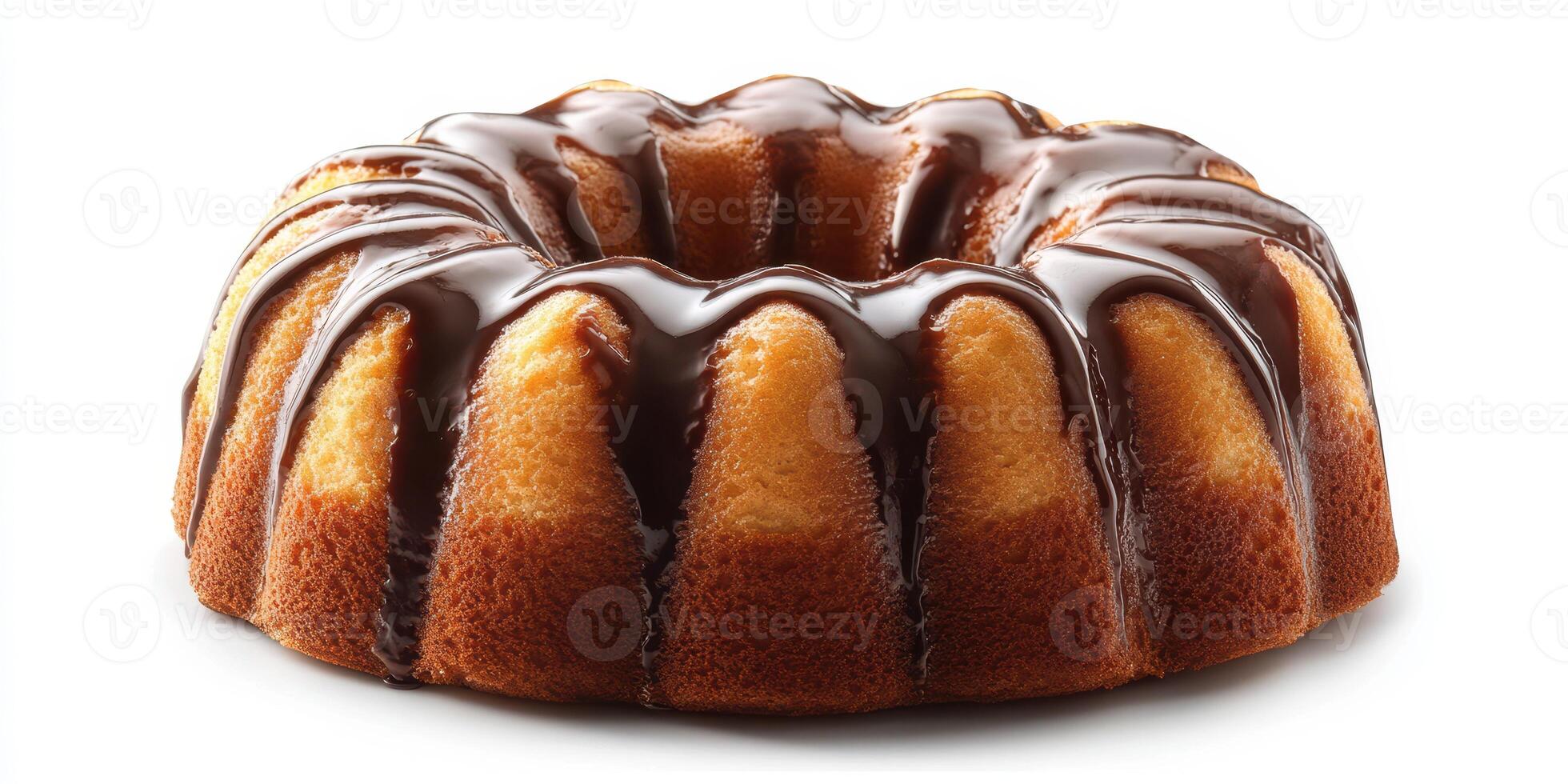 Delicious bundt cake topped with rich chocolate glaze ready to be served at a family gathering photo