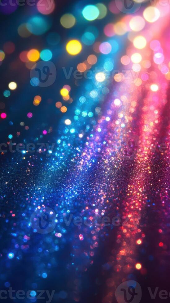 Colorful light reflections create a mesmerizing pattern in a dark setting during the evening photo