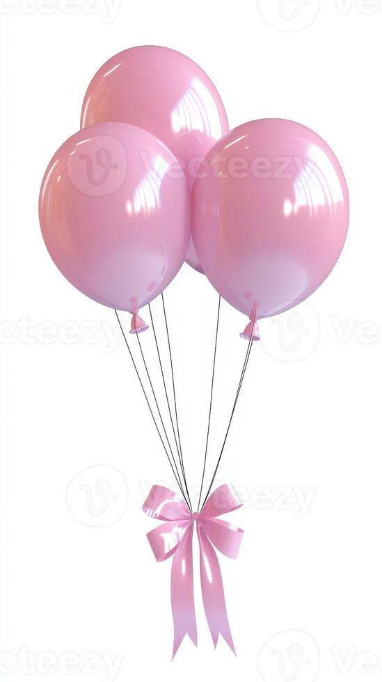 Pink balloons tied with a ribbon ready for a celebration or event in a festive atmosphere photo