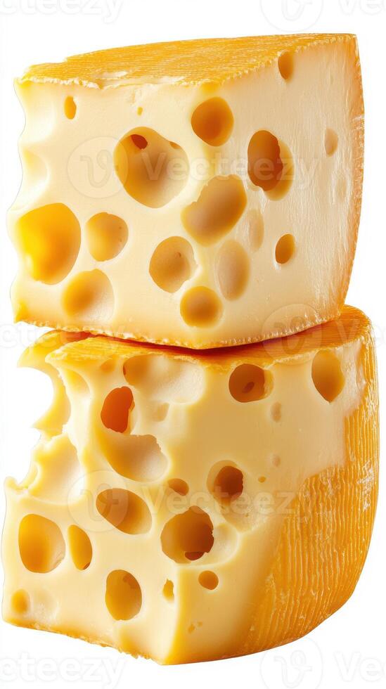 Delicious slices of cheese stacked on each other showcasing texture and color in a bright setting photo