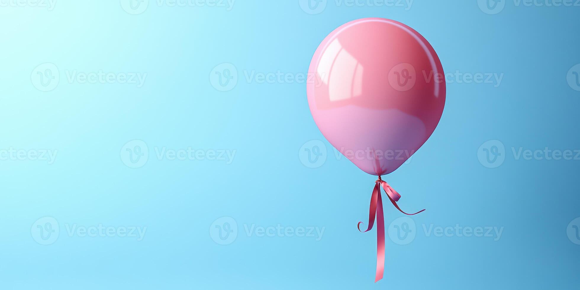 Colorful pink balloon floating against a light blue background creates a cheerful and festive atmosphere for celebrations photo