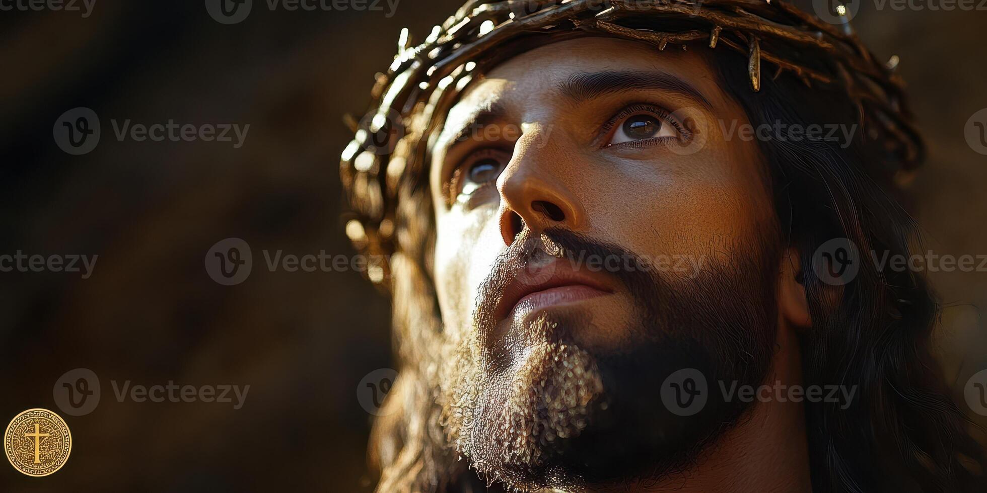 Detailed portrayal of a religious figure in a dramatic expression and natural lighting photo