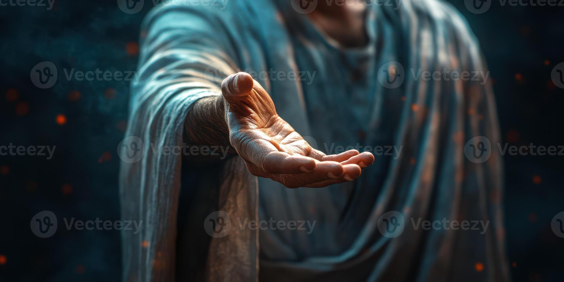 Hands reaching out in a symbolic gesture of welcome and connection during a serene afternoon setting with soft lighting photo