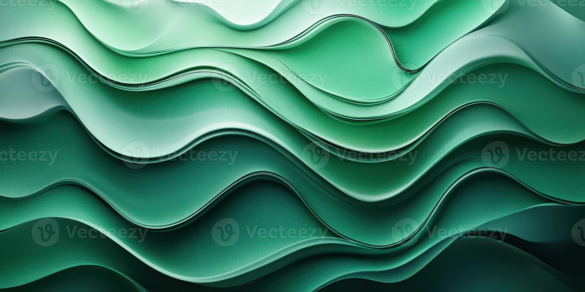 Fluid green waves create a soothing and harmonious texture in abstract design photo
