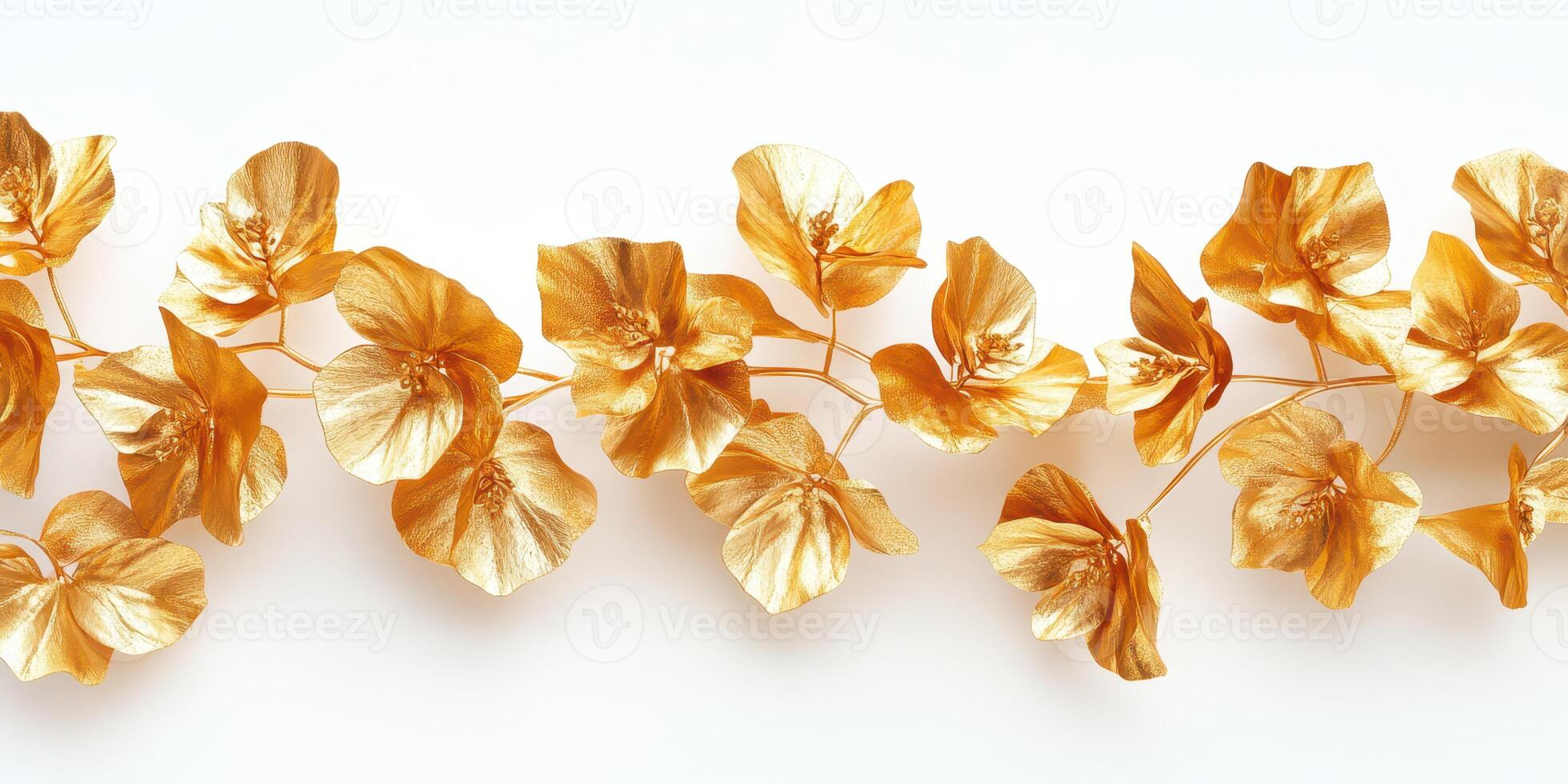 Gilded floral decoration on a white background creating an elegant and luxurious atmosphere in a modern setting photo