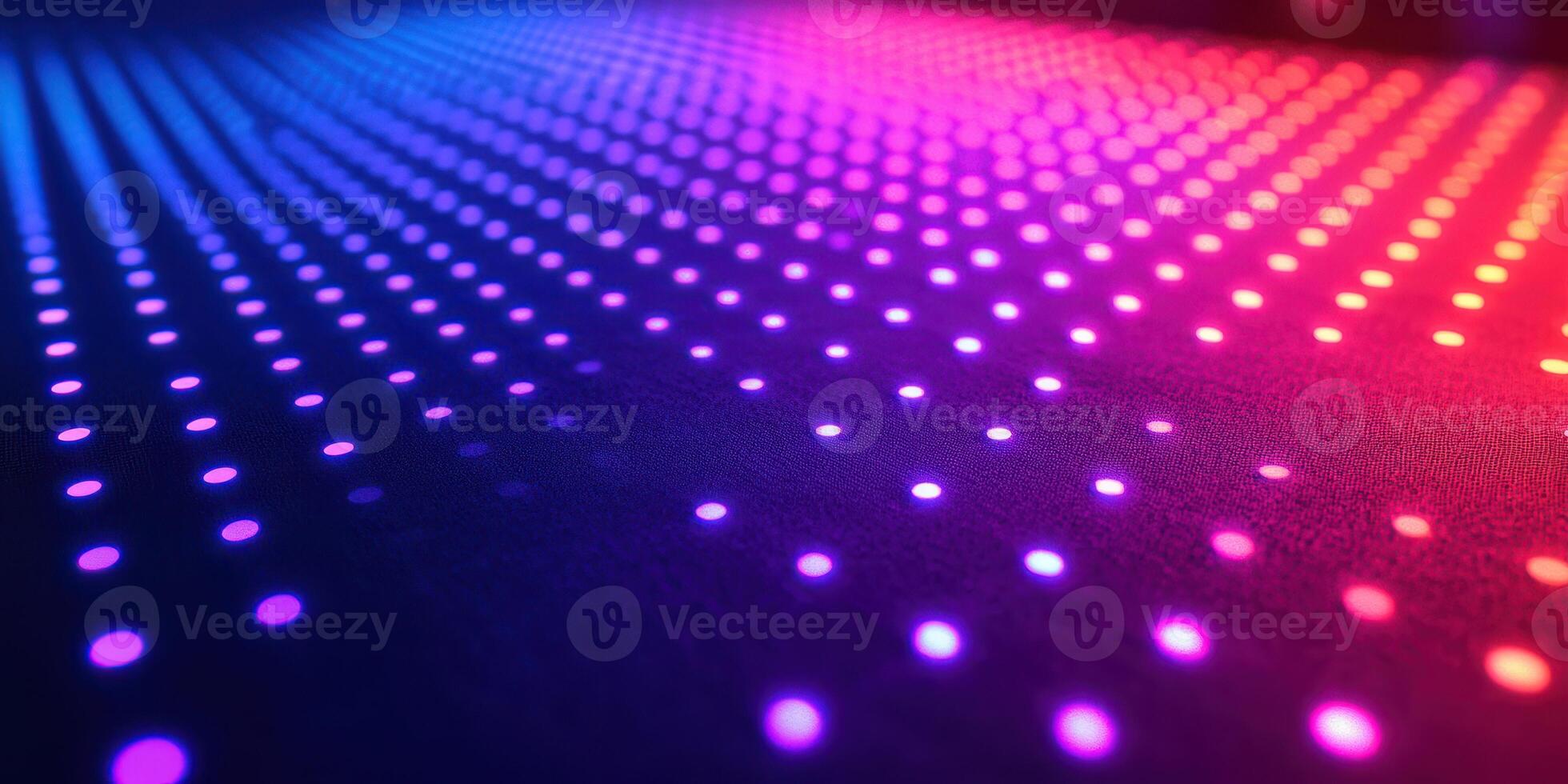 Colorful LED lights create a mesmerizing display on a dark surface at an indoor event photo