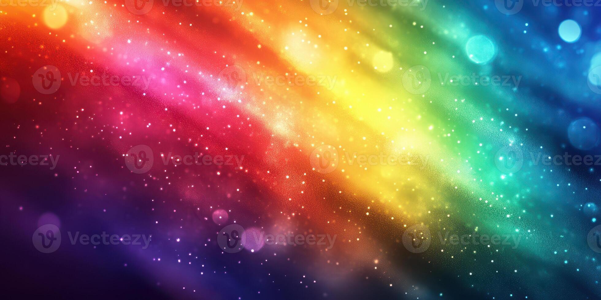 Colorful abstract background with vibrant rainbow streaks and glowing particles in a cosmic setting photo