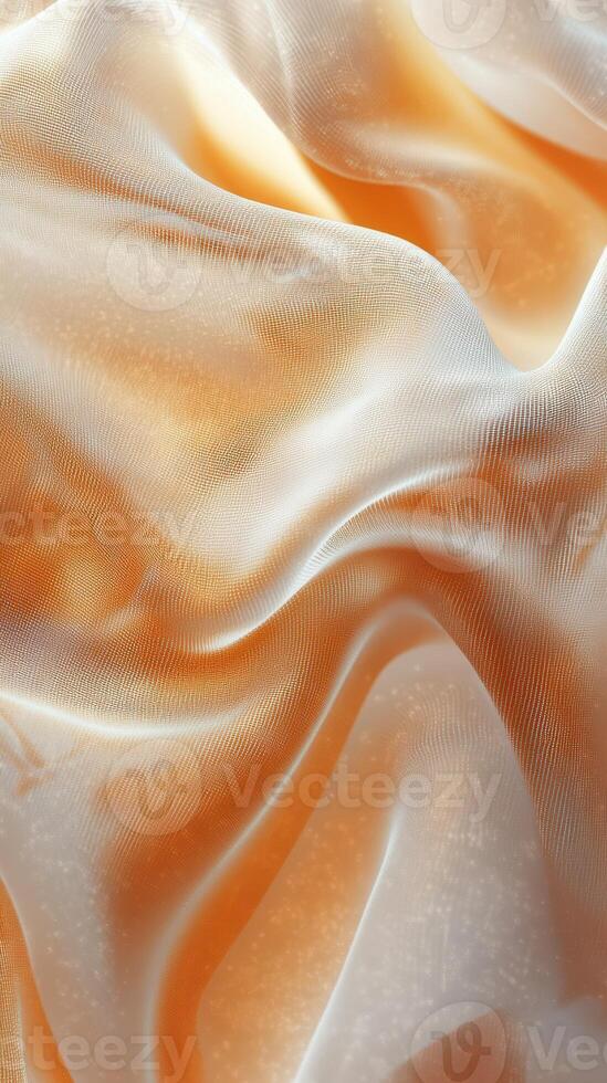 Elegant orange and white fabric folds create a soft, luxurious texture in natural light at a textile studio photo
