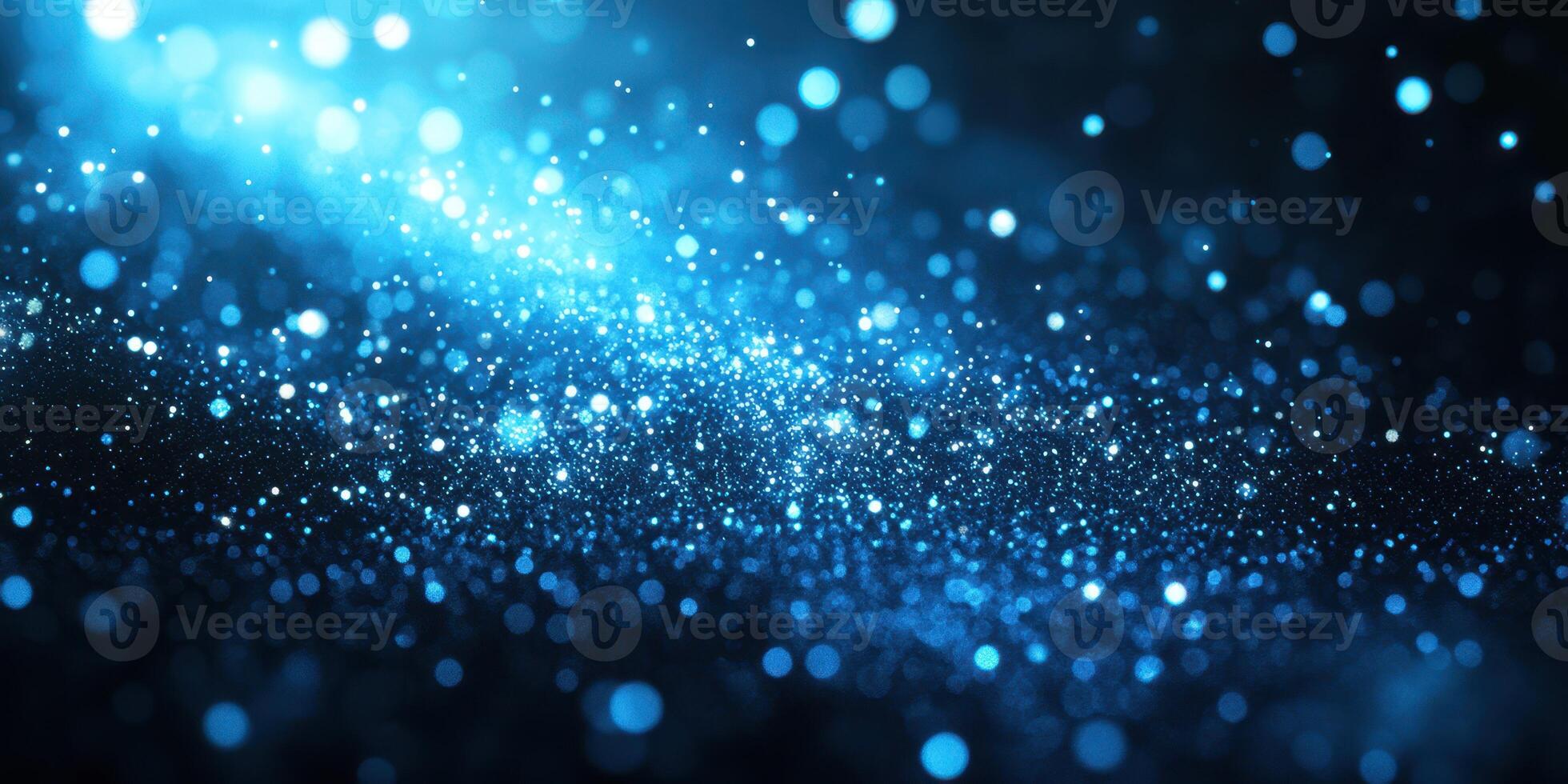 Sparkling blue particles create a mesmerizing effect, resembling a cosmic landscape in a digital art design photo