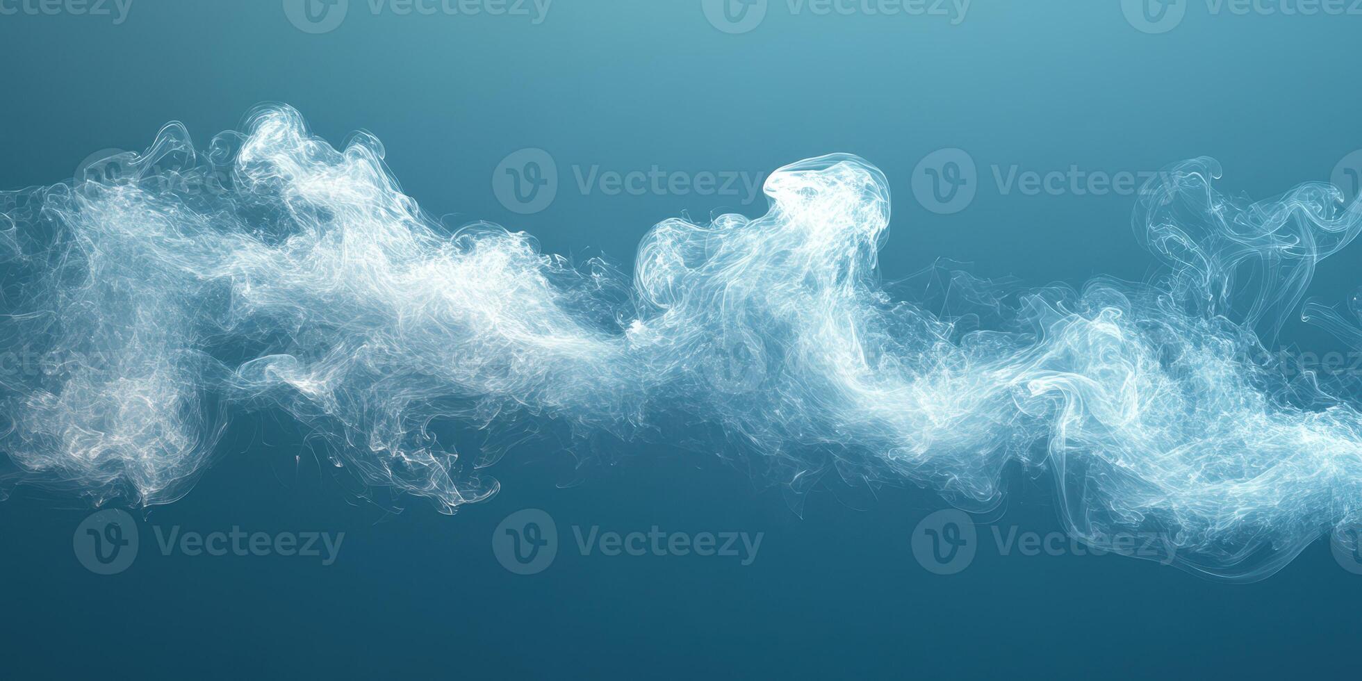 Swirling white smoke against a blue background creates an ethereal and tranquil ambiance photo