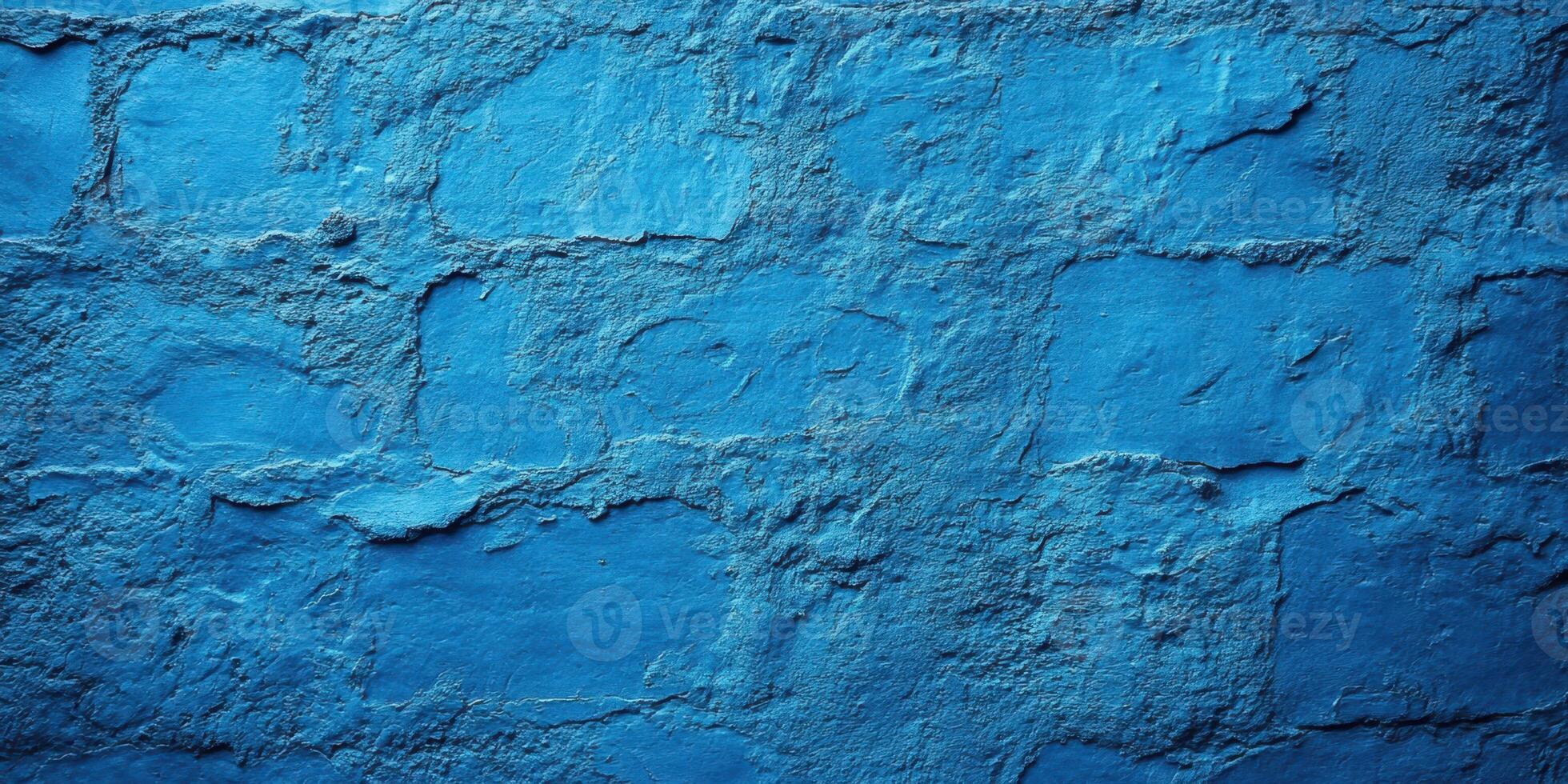 Vibrant blue textured wall creates a striking backdrop in an urban setting photo