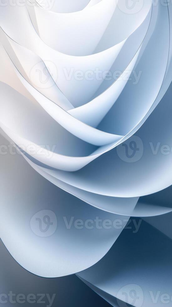 Abstract layers of delicate paper resembling a blooming flower in shades of blue create a tranquil visual experience photo