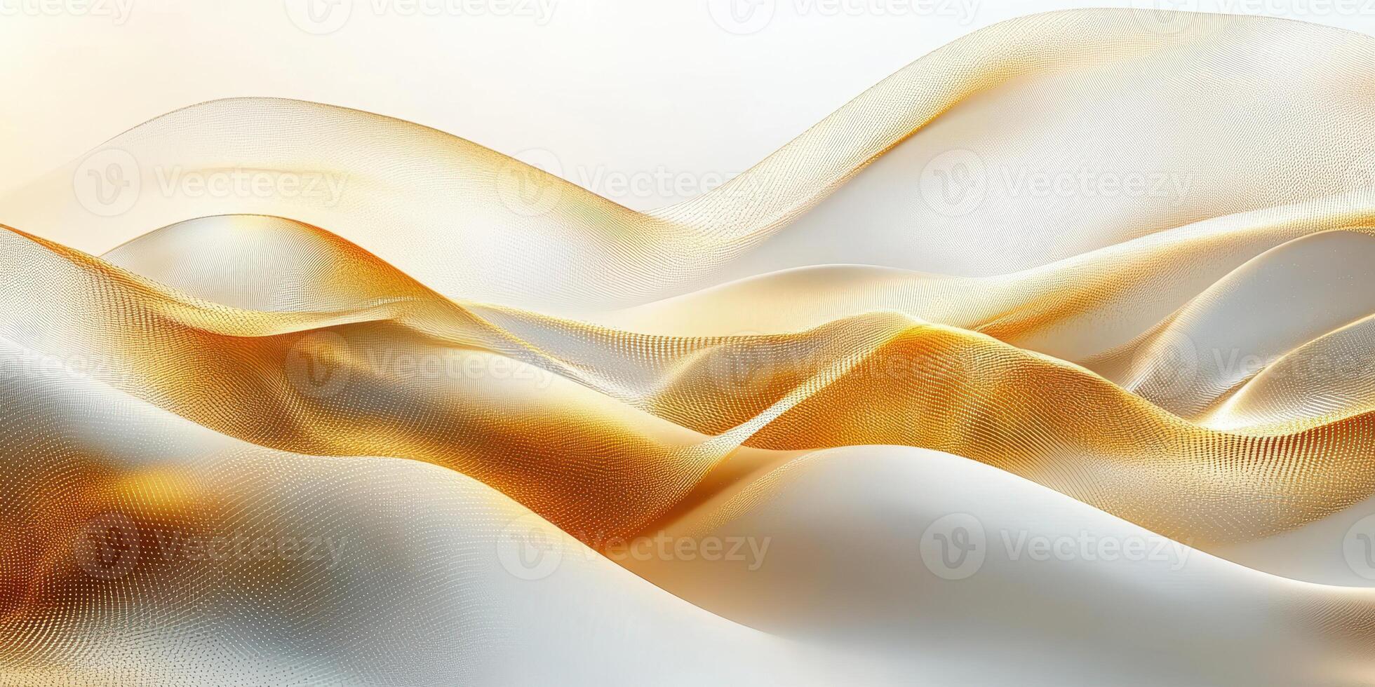 Flowing waves of golden fabric create a serene and elegant atmosphere in soft lighting photo