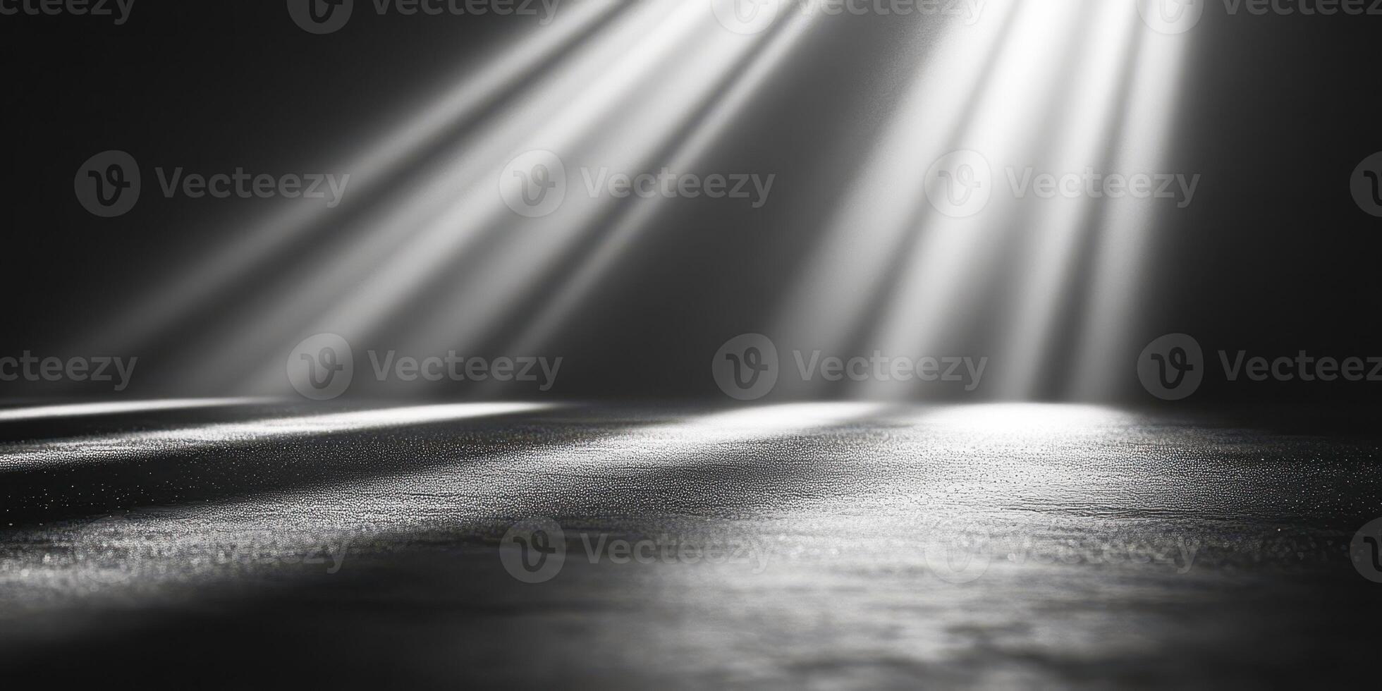 Light streams through shadows creating an atmospheric effect on a textured surface in a darkened space photo