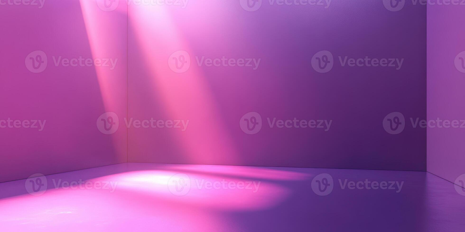Creative interior space illuminated by vibrant purple light in a minimalistic setting photo