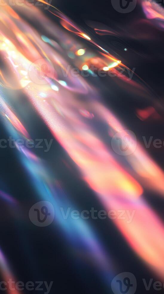 Vibrant light reflections create a mesmerizing pattern in the darkness during twilight hours photo