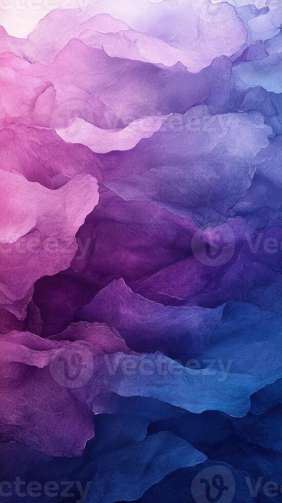 Vibrant abstract waves of purple and pink hues in a textured landscape during soft light photo