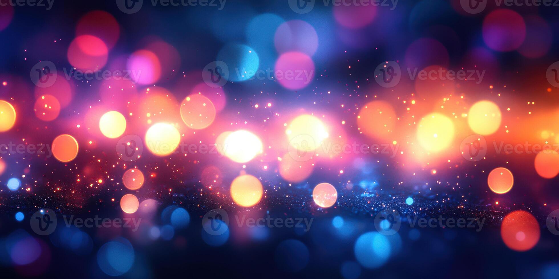 Colorful bokeh lights create a vibrant atmosphere during a nighttime celebration or event photo