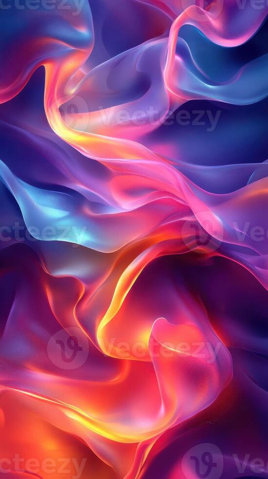 Colorful abstract swirl of light and fabric creating a vibrant display of hues and textures photo