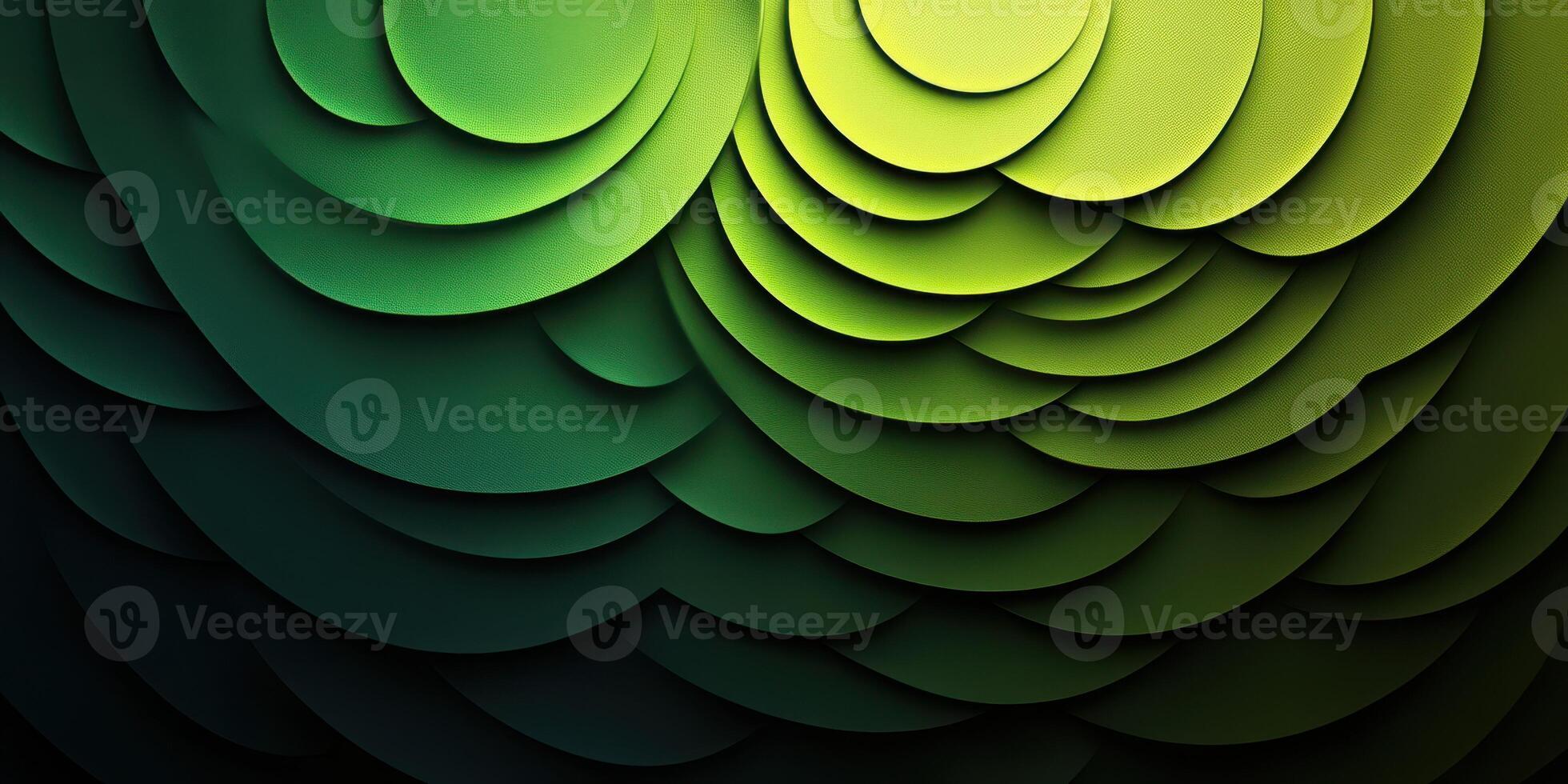 Layers of green circles create a tranquil and harmonious abstract design in a dark setting photo