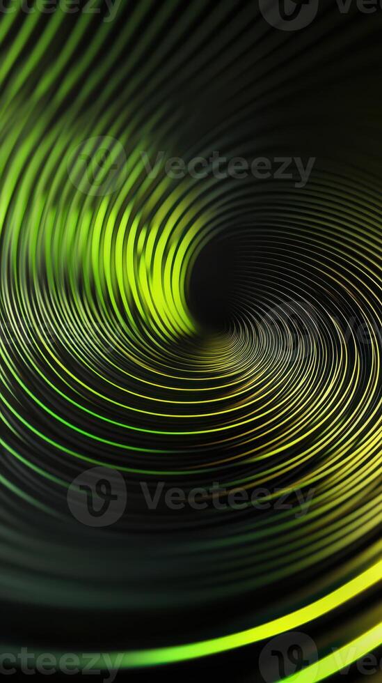Intricate swirling patterns of green and black light create a visual rhythm in a vibrant abstract design photo